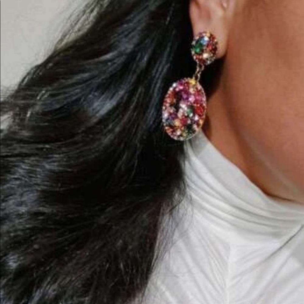 💋 NEW Statement Rhinestone Drop earring - Picture 4 of 5
